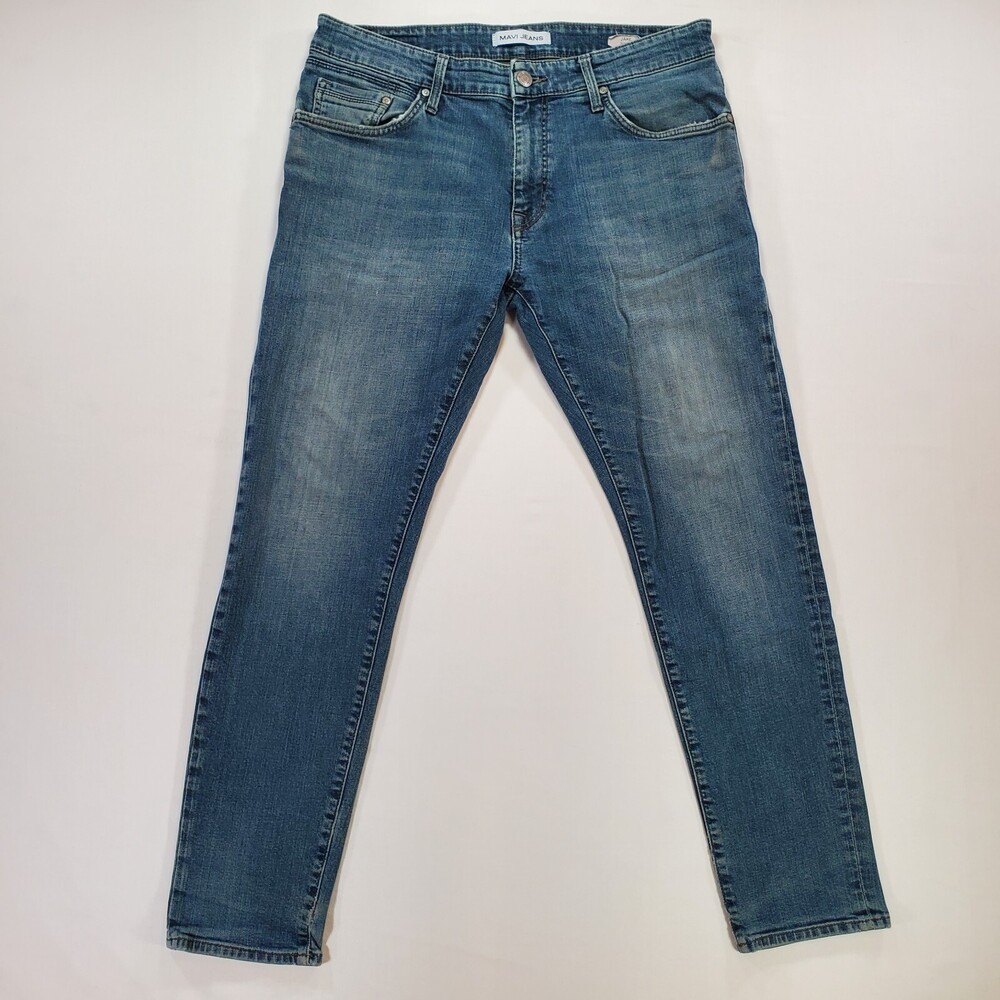 Mavi Jeans Men 34x29 Blue JAKE Slim Fit Stretch Denim Dirty Wash Mid Rise Casual
